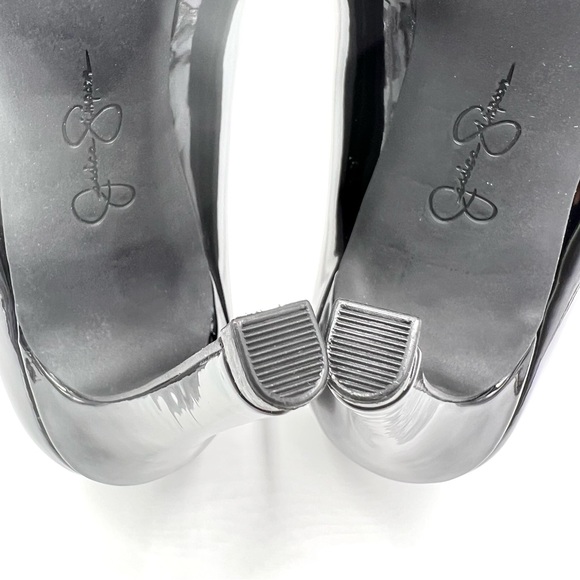 Jessica Simpson Calie Black Patent Faux Vegan Leather Heels Pumps Shoes 9.5 - Picture 11 of 13